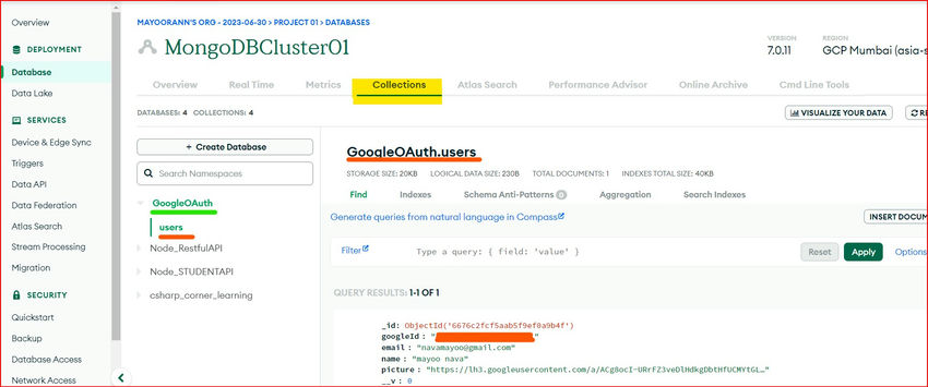 DB dashboard registered user